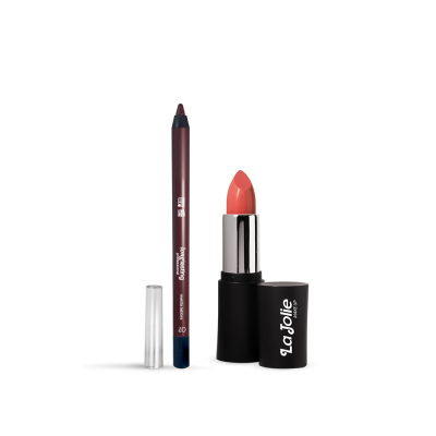 Kit combo labbra La Jolie Chocolate rossetto extra gloss n°24 e matita long lasting n°07