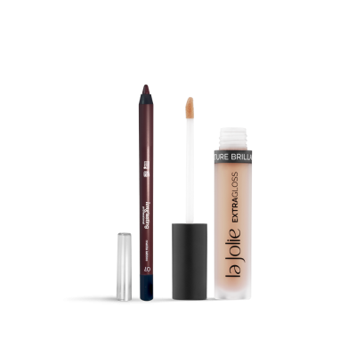 Kit combo labbra La Jolie Chocolate gloss extra brillante n°24 e matita long lasting n°07